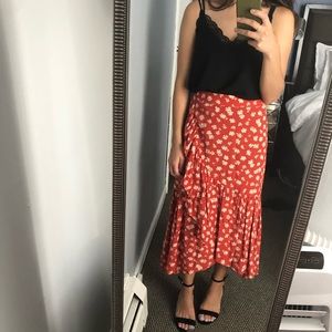 Red Madewell midi skirt XXS